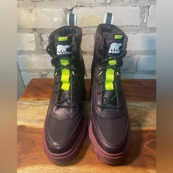 Sorel Brex Heel Lace Boot, Waterproof, Rainboot, Berry, Sz. 5.5 - Picture 6 of 16